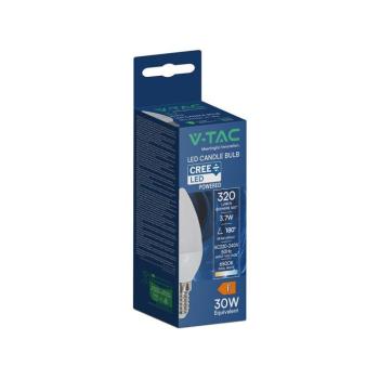V-TAC CREE SMD 3.7W E14 hideg fehér C37 LED gyertya égő - SKU 2141226 kép