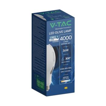 V-TAC CREE SMD 36W E27 hideg fehér Olive LED égő, 110 Lm/W - SKU 21285-6 kép