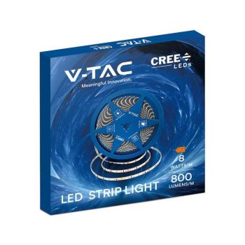 V-TAC CREE SMD 5mm széles LED szalag IP20, 2835 chip, 120 LED/m, hideg fehér - SKU 240826 kép