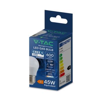 V-TAC CREE SMD 6.5W E27 hideg fehér G45 LED égő - SKU 218686 kép