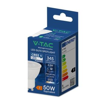 V-TAC CREE SMD GU10 LED spot égő 4.5W természetes fehér 38° - SKU 217976 kép