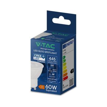 V-TAC CREE SMD GU10 LED spot égő 6W meleg fehér 38° - SKU 211896 kép