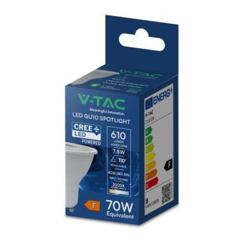 V-TAC CREE SMD GU10 LED spot égő 7.5W természetes fehér 110° - SKU 218736 kép