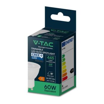 V-TAC CREE SMD GU10 LED spot égő dimmelhető 6W hideg fehér 38° - SKU 211976 kép