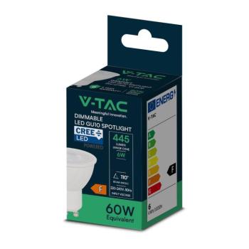 V-TAC CREE SMD GU10 LED spot égő dimmelhető 6W természetes fehér 110° - SKU 211996 kép