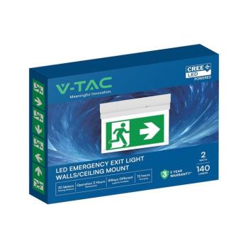 V-TAC CREE SMD mennyezetre/falra szerelhető LED-es EXIT, vészkijárat lámpa 2W - SKU 836-6 kép
