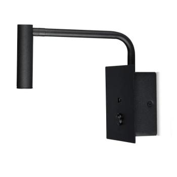 V-TAC fali LED COB olvasólámpa kapcsolóval és USB porttal fekete 3W meleg fehér, fekete - SKU 1487 kép