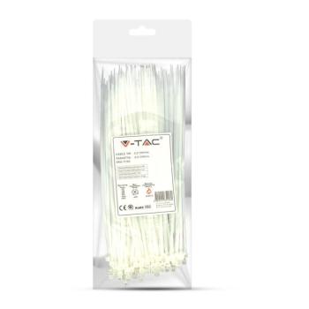 V-TAC fehér, műanyag gyorskötöző 2.5x200mm, 100db/csomag - SKU 11163 kép