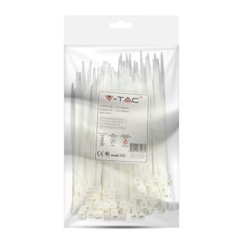 V-TAC fehér, műanyag gyorskötöző 4.5x150mm, 100db/csomag - SKU 11171 kép