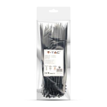 V-TAC fekete, műanyag gyorskötöző 2.5x200mm, 100db/csomag - SKU 11164 kép
