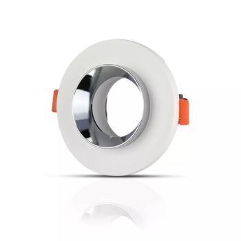 V-TAC GU10 LED spotlámpa keret, fehér+króm fix lámpatest - SKU 3127 kép