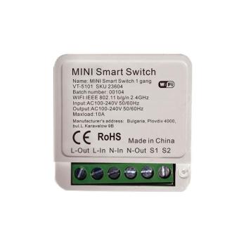 V-TAC SMART WiFi egysarkú kapcsoló, 10A-ig - SKU 23604 kép