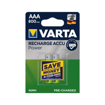 Varta 56703 - 2 db újratölthető AAA NiMH akkumulátor 800mAh 1,2V 56703101402 kép