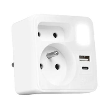 Vayox Hálózati elosztó 2 dugalj + USB-C + USB-A LED világítással 0,5W/230V 3000K BX15291 kép