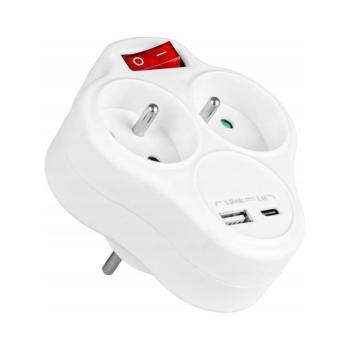 Vayox Kapcsolós elosztó 2 aljzattal + USB-C + USB-A BX14694 kép