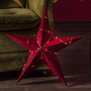 Velvet díszcsillag Dew Drop LED fényfüzérrel piros
