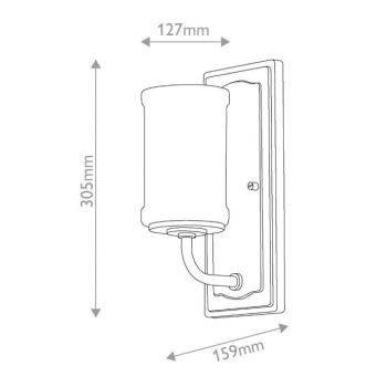 Vetivene fali lámpa, króm, magasság 31 cm, fém, IP44, G9-LED