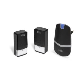 Vezeték nélküli aljzatos csengő 230V + 2x button IP44 fekete 55343BK-2 kép
