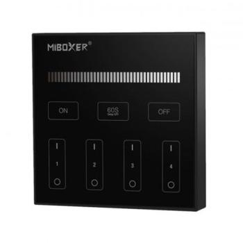 Vezeték nélküli , elemes, fali , érintős , vezérlőpult, egyszínű fényforráshoz, 4 zónás , fekete , Miboxer (Mi-Light) , B1-B kép