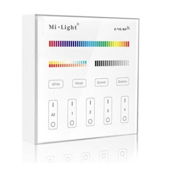 Vezeték nélküli , hálózati , 4 zónás , fali , érintős , vezérlőpult, RGB + CCT , Miboxer (Mi-Light) , T4 kép
