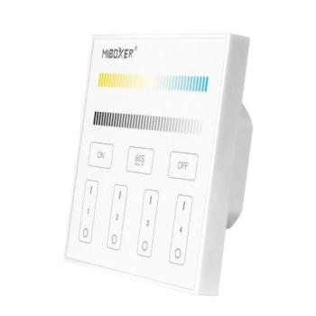 Vezeték nélküli , hálózati, fali , érintős , vezérlőpult, CCT fényforráshoz, 4 zónás , Miboxer (Mi-Light) , T2 kép