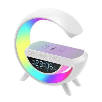 Vezetéknélküli telefontöltő, bluetooth hangszóró és rgb led lámpa kép