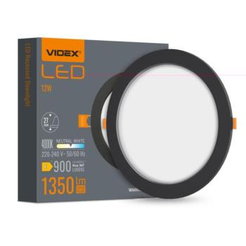 Videx 12 W-os süllyesztett natúr fehér fekete színű kör alakú LED-es mennyezetlámpa kép