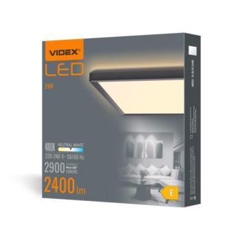 Videx 18 W-os ø292 mm fekete színű négyzet alakú natúr fehér mennyezeti lámpa kép