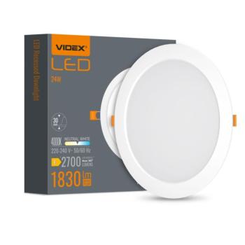 Videx 24 W-os süllyesztett natúr fehér kör alakú LED-es mennyezetlámpa kép