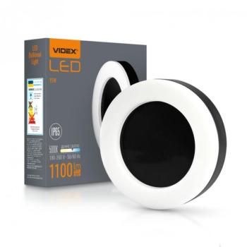 Videx Art 15 W-os ø190 mm kerek natúr fehér fekete mennyezeti lámpa IP65-ös védettségű kép