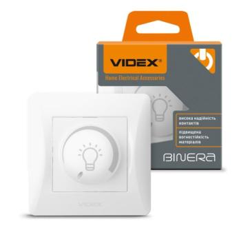Videx Binera fehér színű süllyesztett 200W-os dimmer kapcsoló LED-hez (12/96) kép