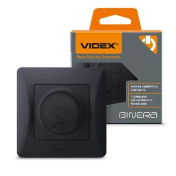 Videx Binera fekete színű süllyesztett 200W-os dimmer kapcsoló LED-hez (12/96) kép