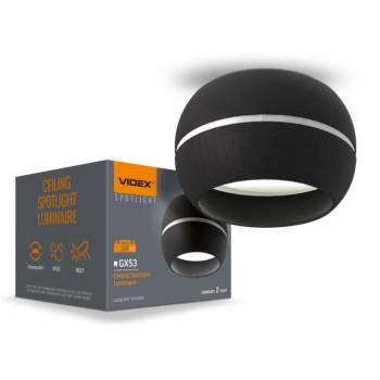 Videx fekete mennyezeti lámpa keret GX53-as foglalattal kép