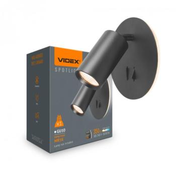 Videx G10-es foglalatú fekete fali lámpa kapcsolóval kép