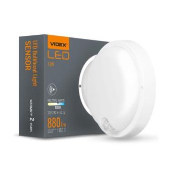 Videx Kira 11 W-os ø170 mm kerek natúr fehér fehér mennyezeti lámpa IP65-ös védettségű beépített mozgásérzékelővel kép