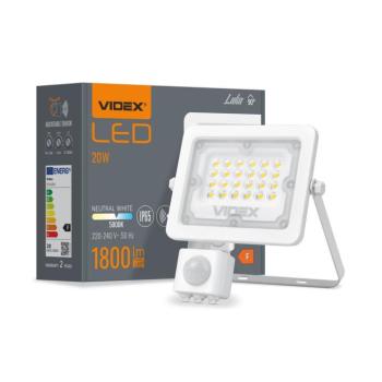 Videx Luka 20 W-os mozgásérzékelős natúrfehér LED reflektor kép