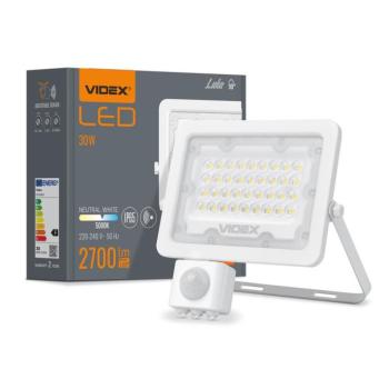 Videx Luka 30 W-os mozgásérzékelős natúrfehér LED reflektor kép
