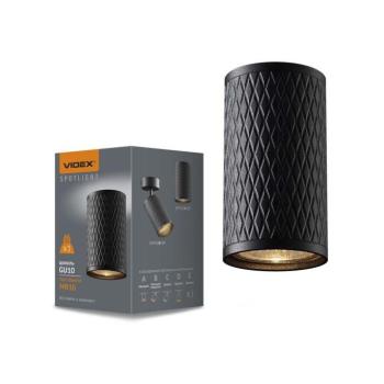 Videx Talen fekete anyagában mintás mennyezeti lámpa keret GU10-es foglalattal kép