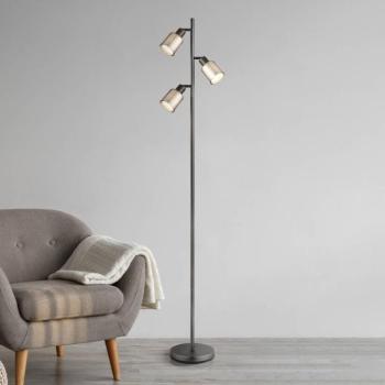 Villegas álló világítás, fekete/szürke, üveg, 161 cm, 3 izzóval, E14 kép