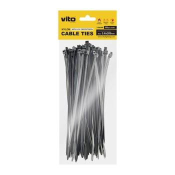 VITO műanyag kábelkötegelő 3.6x200mm fekete 100 db/csomag 7100300 VITO kép