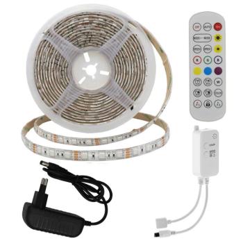Vízálló LED szalag szett adapter + bluetooth zene + távirányító 60 LED, 36W, RGB, dimmelhető, 2400 lm, IP54, Optonica, 4330 kép