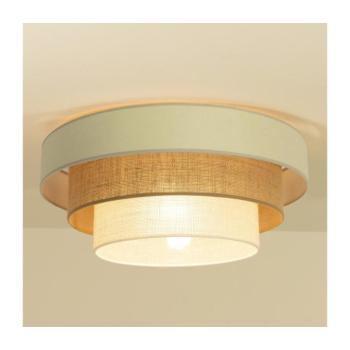 WENTA mennyezeti lámpa 1xE27/60W/230V, Ø 50 cm, bézs/juta H0052 kép
