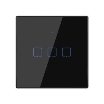 WI-FI SMART TOUCH EU 3 GANG 1 WAY SWITCH BLACK kép