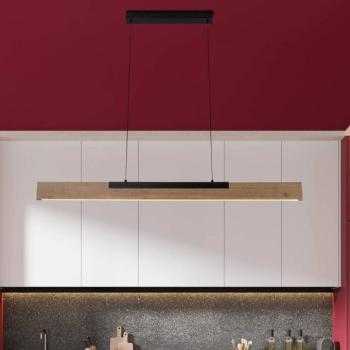 Wilma LED-es függőlámpa, fa, hossza 122 cm, fényerőszabályzóval kép