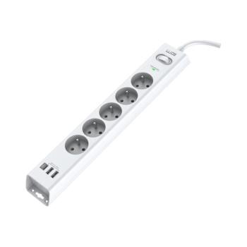 Winner Group - Túlfeszültségvédő 5 aljzattal + 2xUSB-A + 1xUSB-C fehér WINPREPOCH5
