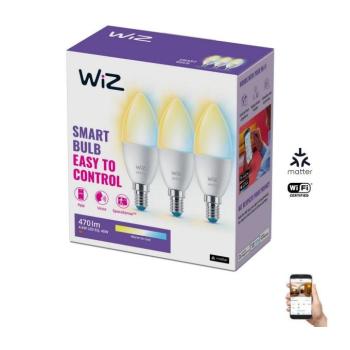 KÉSZLET 3x LED Dimmelhető izzó C37 E14/4,9W/230V 2700-6500K CRI 90 Wi-Fi - WiZ 8720169075696 kép