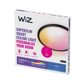 WiZ SuperSlim LED mennyezeti világítás RGBW Ø42cm fekete kép