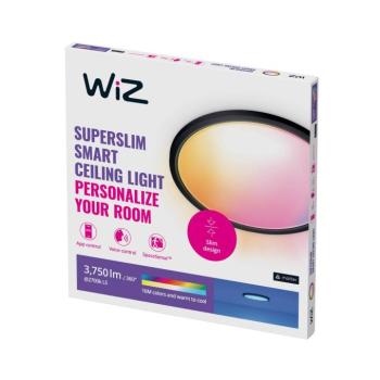 WiZ SuperSlim LED mennyezeti világítás RGBW Ø54cm fekete kép