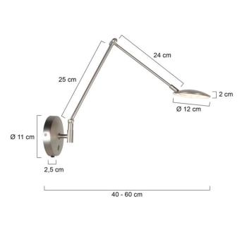 Zenith 2 LED fali lámpa karral, acél, CCT, fém, csatlakozó kép