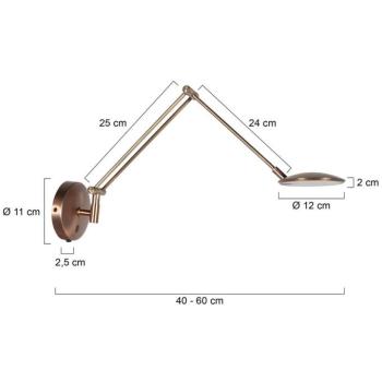 Zenith 2 LED fali lámpa karral, bronz, CCT, fém, dugasz kép